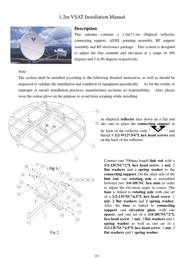 1 2m Vsat Hd Manual Pdf Screw Nut Hardware