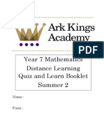 Mathematics Year 7 Learn and Quiz Booklet