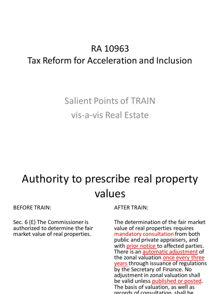 TRAIN Law: Key Changes in Real Estate Tax | PDF | Taxes | Tax Deduction