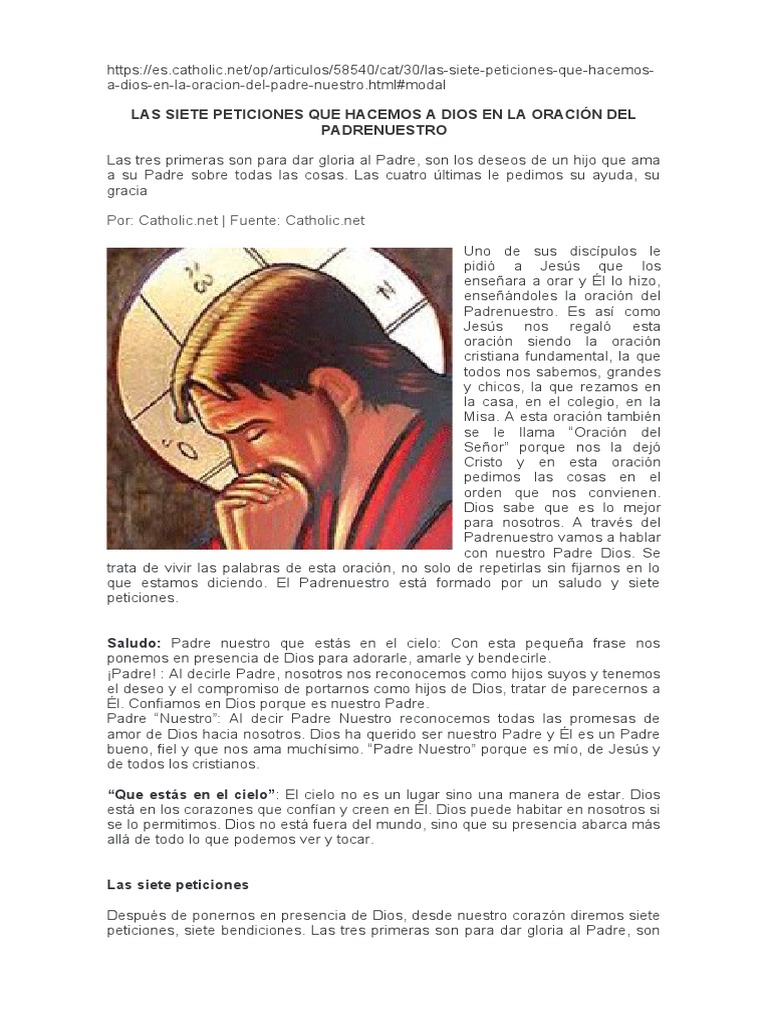 Padre Nuestro Pdf Orador Del Señor Oración