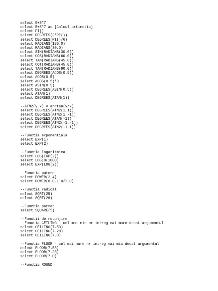 L01.2 - Functii Predefinite SQL Server | PDF | Functions And Mappings ...