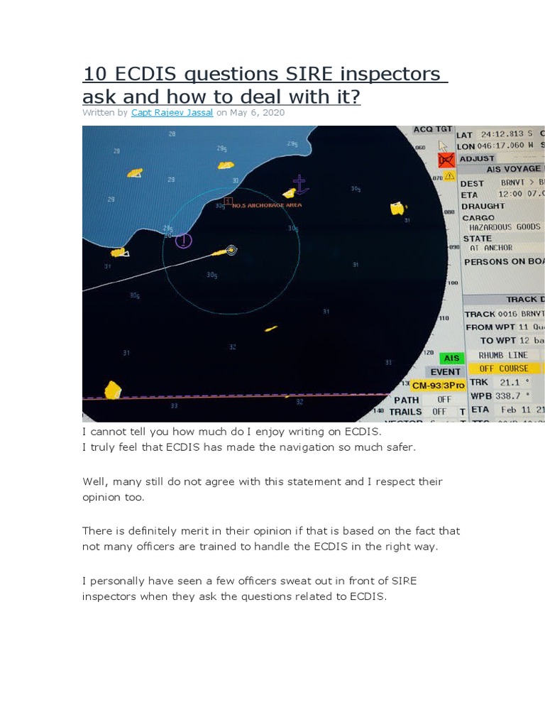 ECDIS: Top 10 SIRE Inspector Questions | PDF | Computers | Technology ...