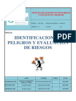 Identificacion de Peligros Y Evaluacion de Riesgos: Sistema de Gestion en Seguridad Y Salud en El Trabajo