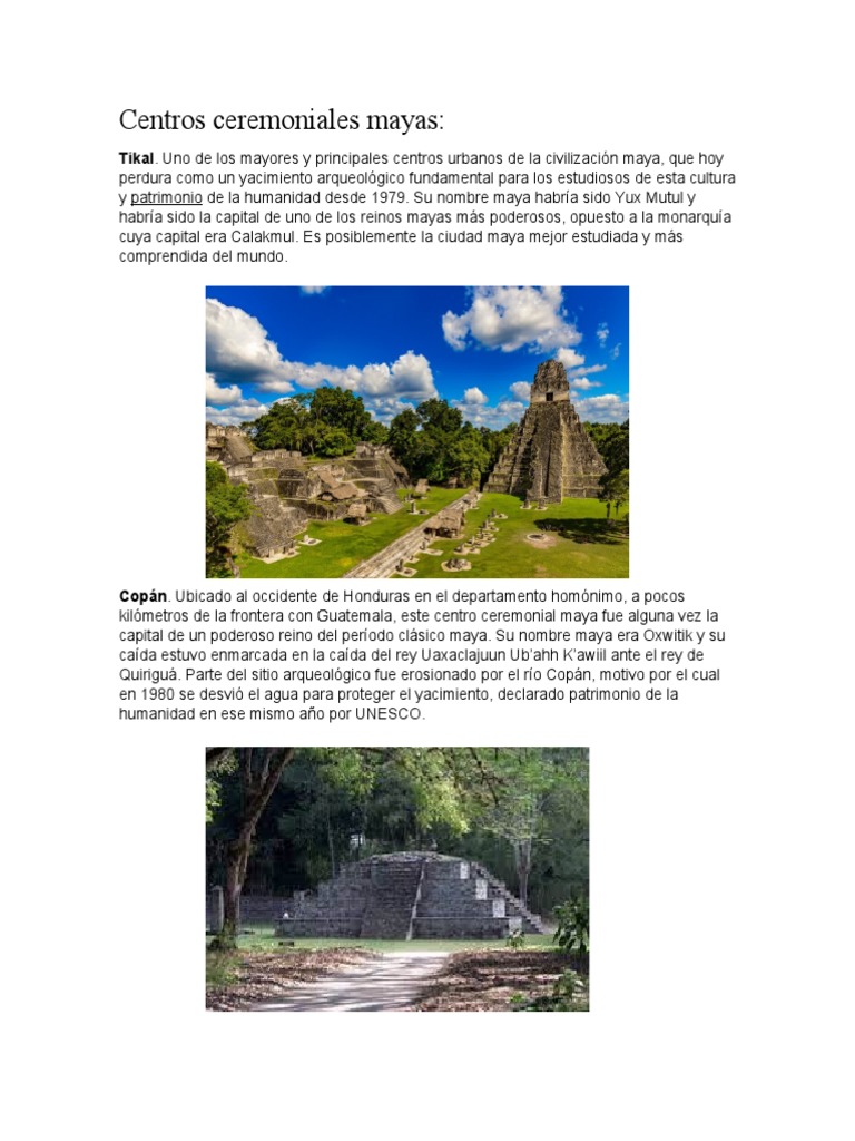 Centros Ceremoniales Mayas PDF Civilización maya Mesoamérica