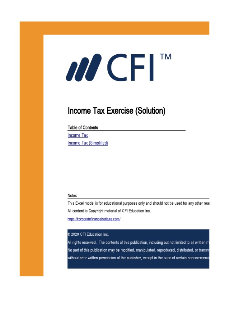 Tax Exercise (Solution) PDF Tax Expense Tax Deduction