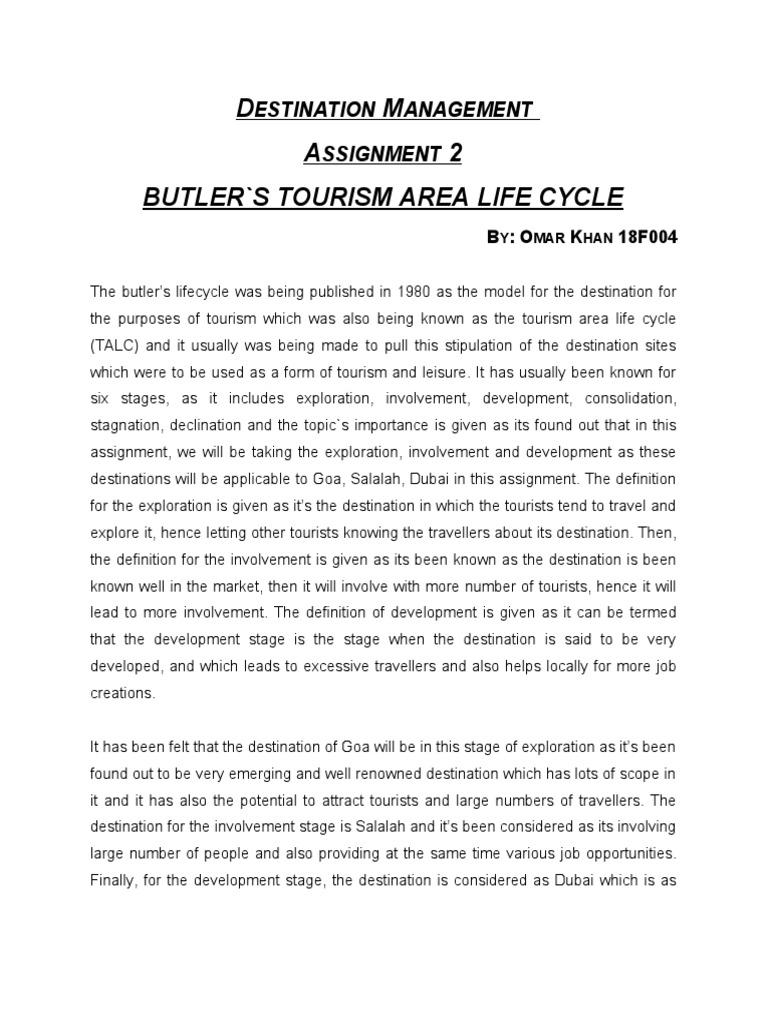 D M A 2 Butler'S Tourism Area Life Cycle Estination Anagement