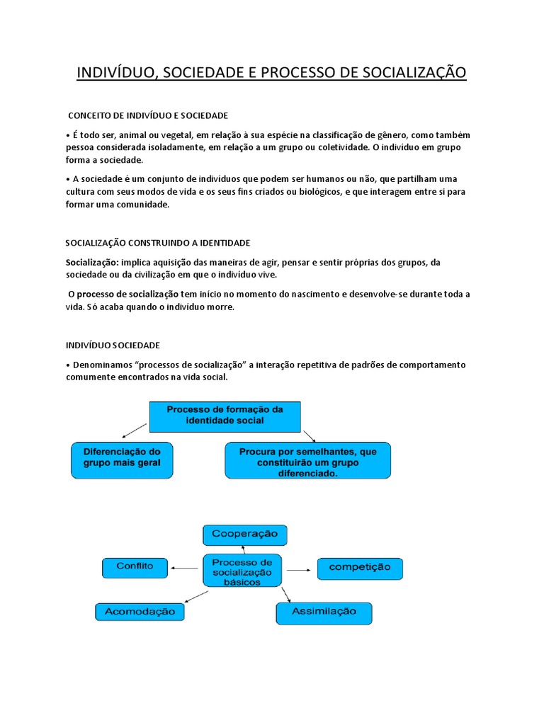 Indivíduo, Sociedade e Processo de Socialização | PDF | Realidade | Vida