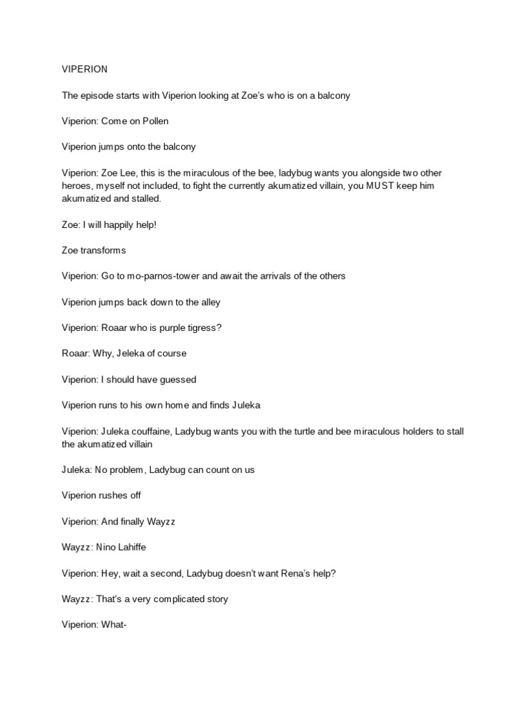 Miraculous episode 3 Google Docs PDF