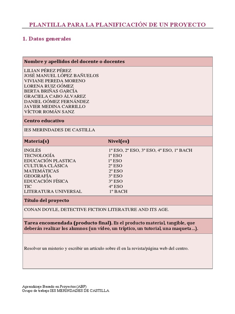 Proyecto ABP: Literatura de Detectives | PDF | Plan de estudios ...
