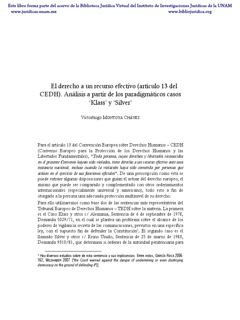 Derecho a recurso efectivo en CEDH | PDF | Convenio europeo de derechos ...