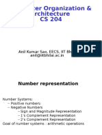 Computer Organization & Architecture CS 204: Anil Kumar Sao, EECS, IIT Bhilai Anil@iitbhilai - Ac.in