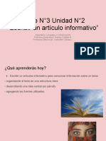 Clase N°3 Unidad N°2 “Escribir un artículo informativo”