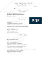 Lista de Algebra Linear Prova 2