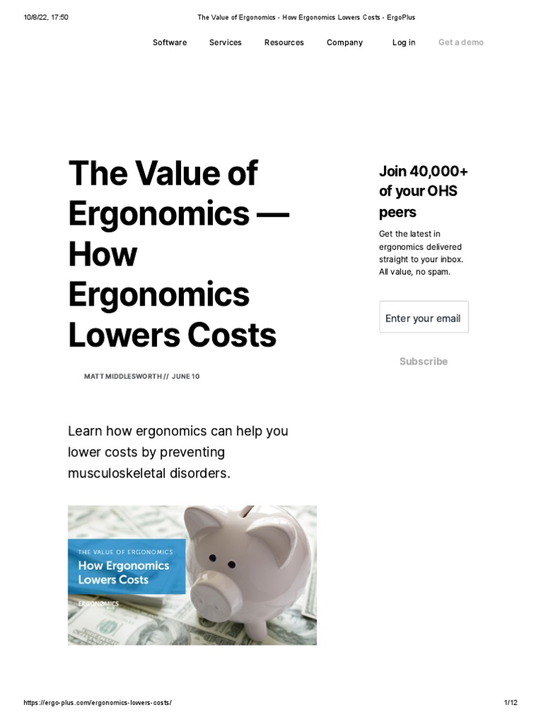 The value of ergonomics how ergonomics lowers costs ergoplus pdf