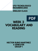 Week 2 Vocabulary and Reading: Instituto Tecnologico Latinoamericano English Class