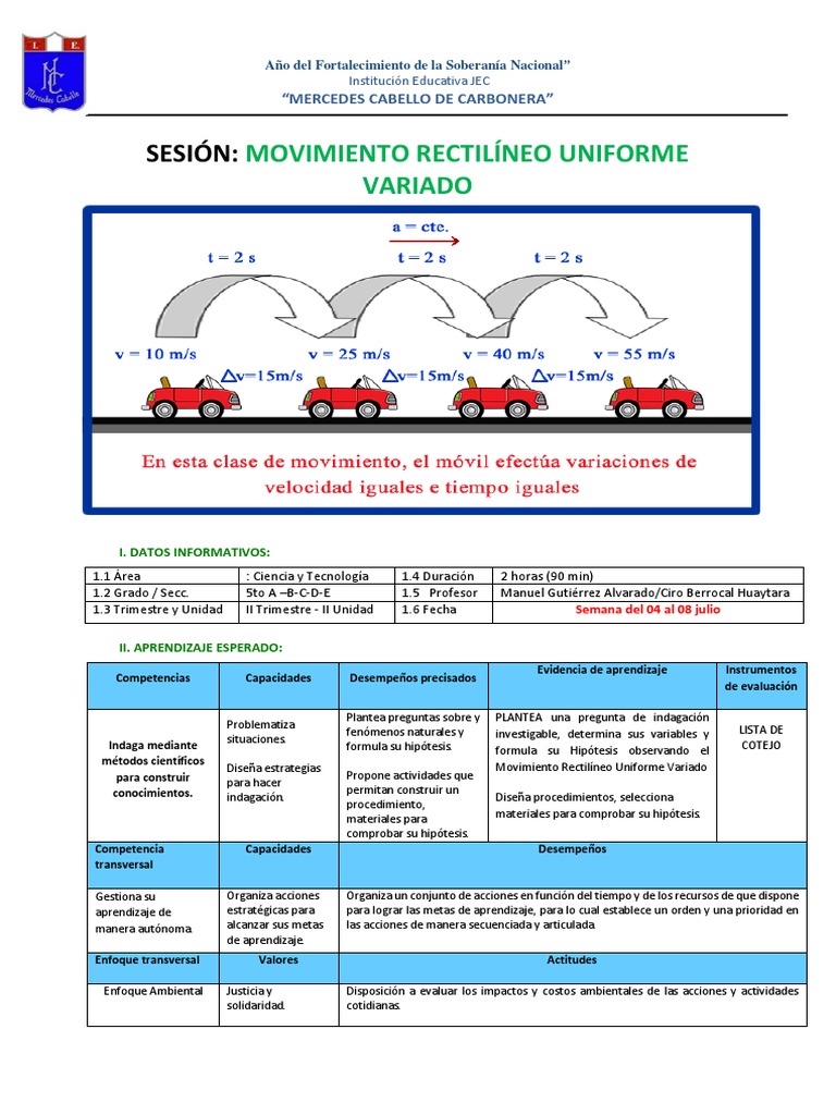 MRUV: Actividades y Conceptos Clave | PDF | Aceleración | Velocidad