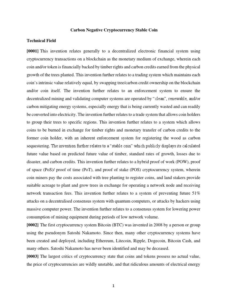 Carbon Negative Stablecoin System | PDF | Cryptocurrency | Bitcoin