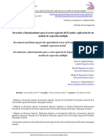 Inversión y Financiamiento para El Sector Agrícola Del Ecuador: Aplicación de Un Modelo de Regresión Múltiple