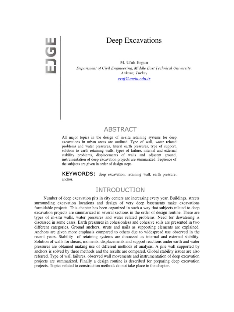 Deep Excavation | PDF | Deep Foundation | Groundwater