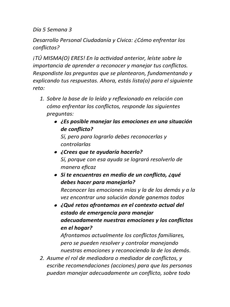 Día 5 Semana 3 | PDF | Crecimiento personal y profesional | Salud y ...