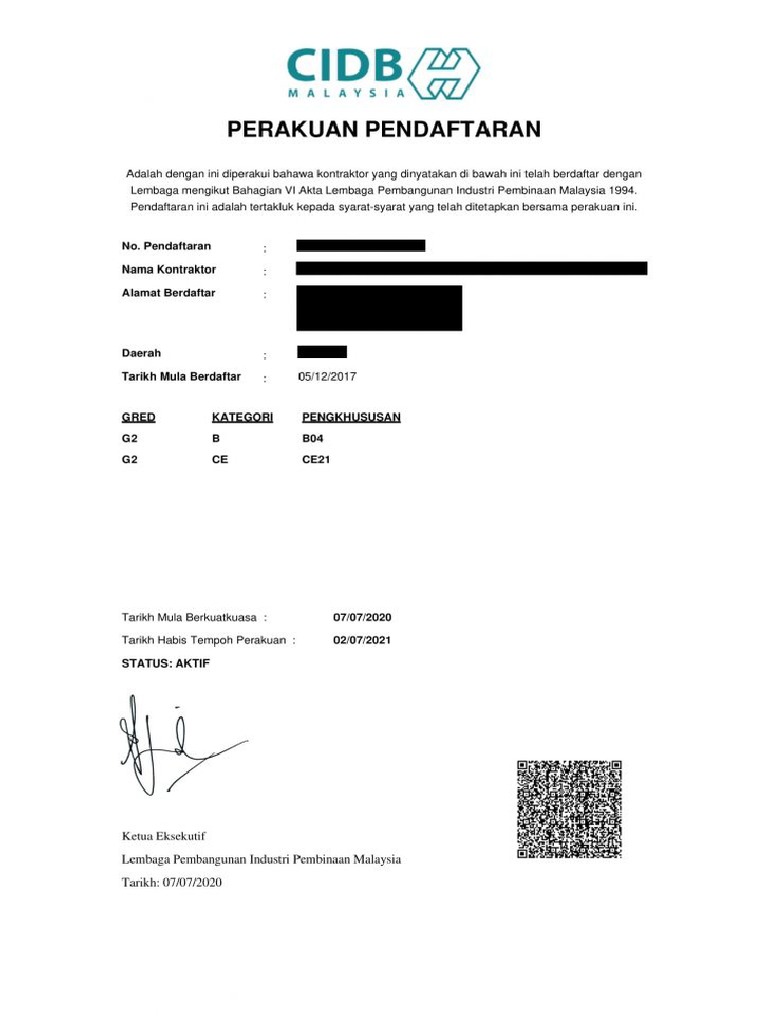 Sijil CIDB | PDF
