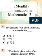 1st Monthly Examination in Mathematics 2