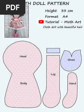 Free Sewing Easy Printable Rag Doll Patterns Pattern Printable Rag