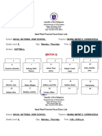 Seat Plan/ Face-to-Face Class List: Batch 2