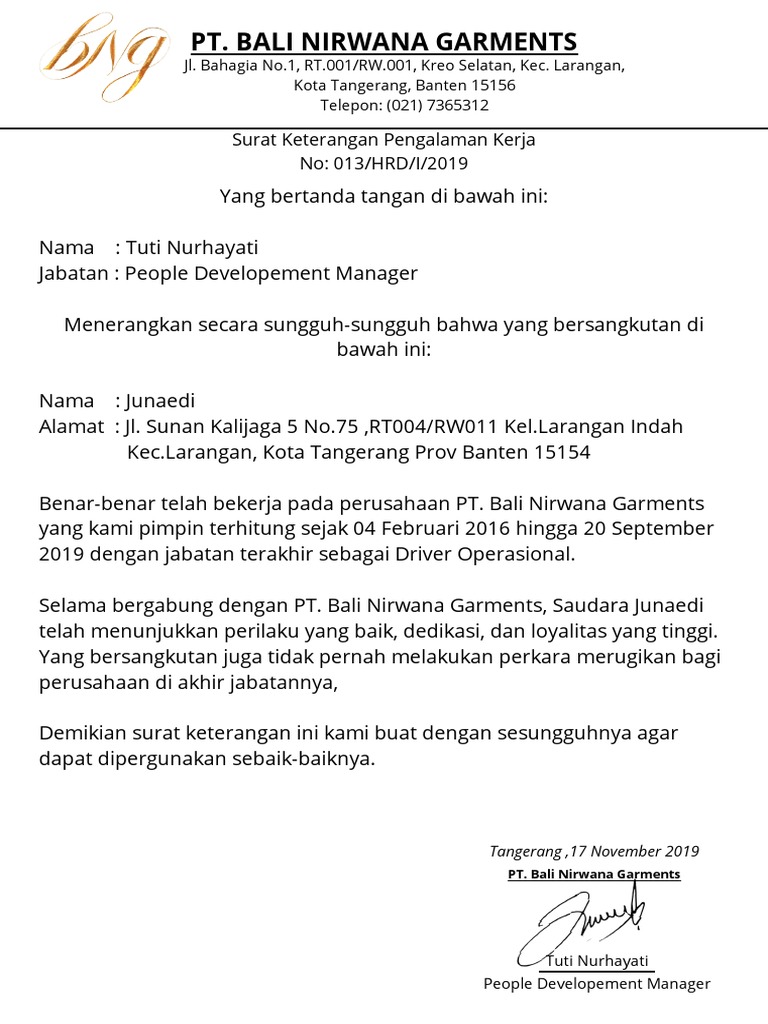 PT. Bali Nirwana Garments PDF