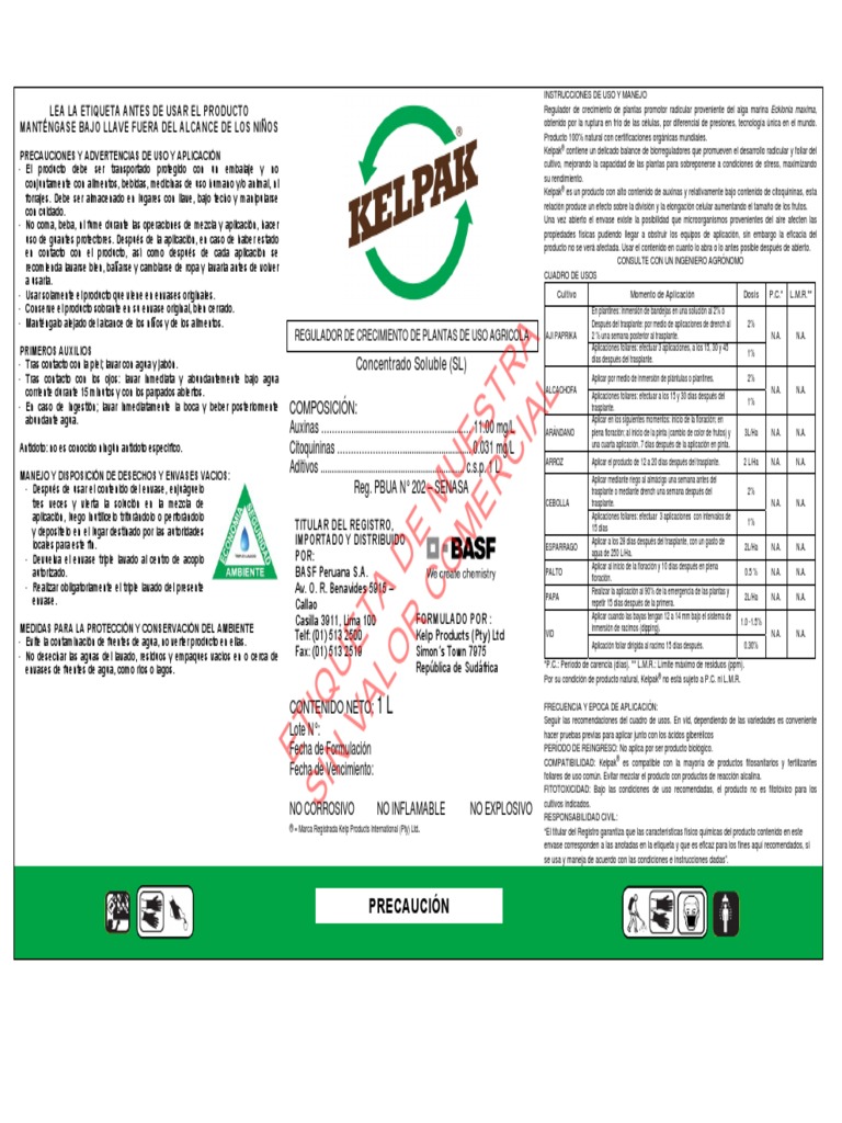 Pe etiqueta kelpak pdf plantas