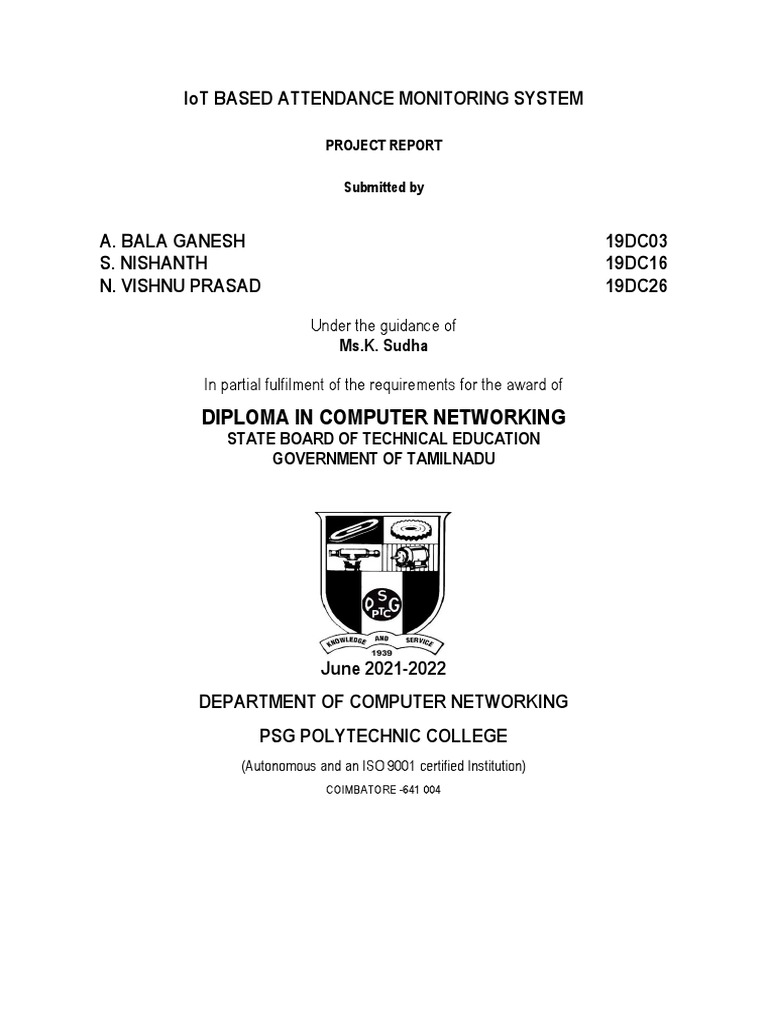IoT BASED ATTENDANCE MONITORING SYSTEM PROJECT REPORT PDF Raspberry