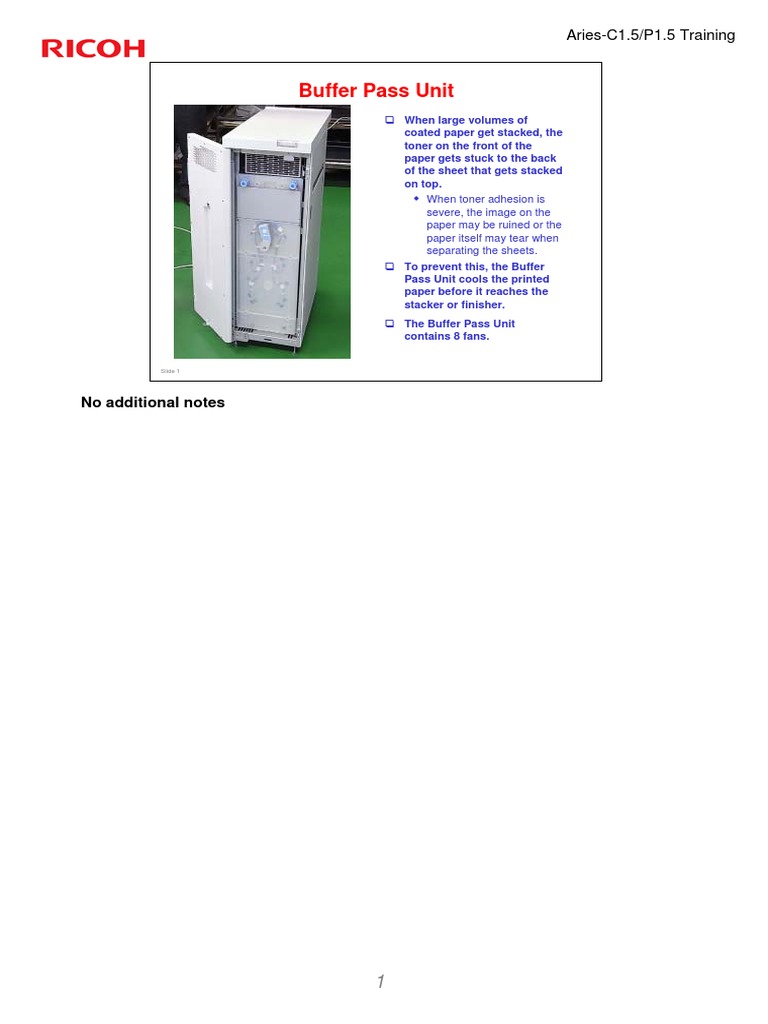 Buffer Pass Unit: No Additional Notes PDF Printing Office Equipment