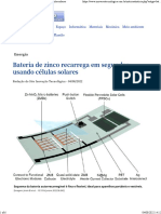 Bateria de Zinco Recarrega em Segundos Usando Células Solares