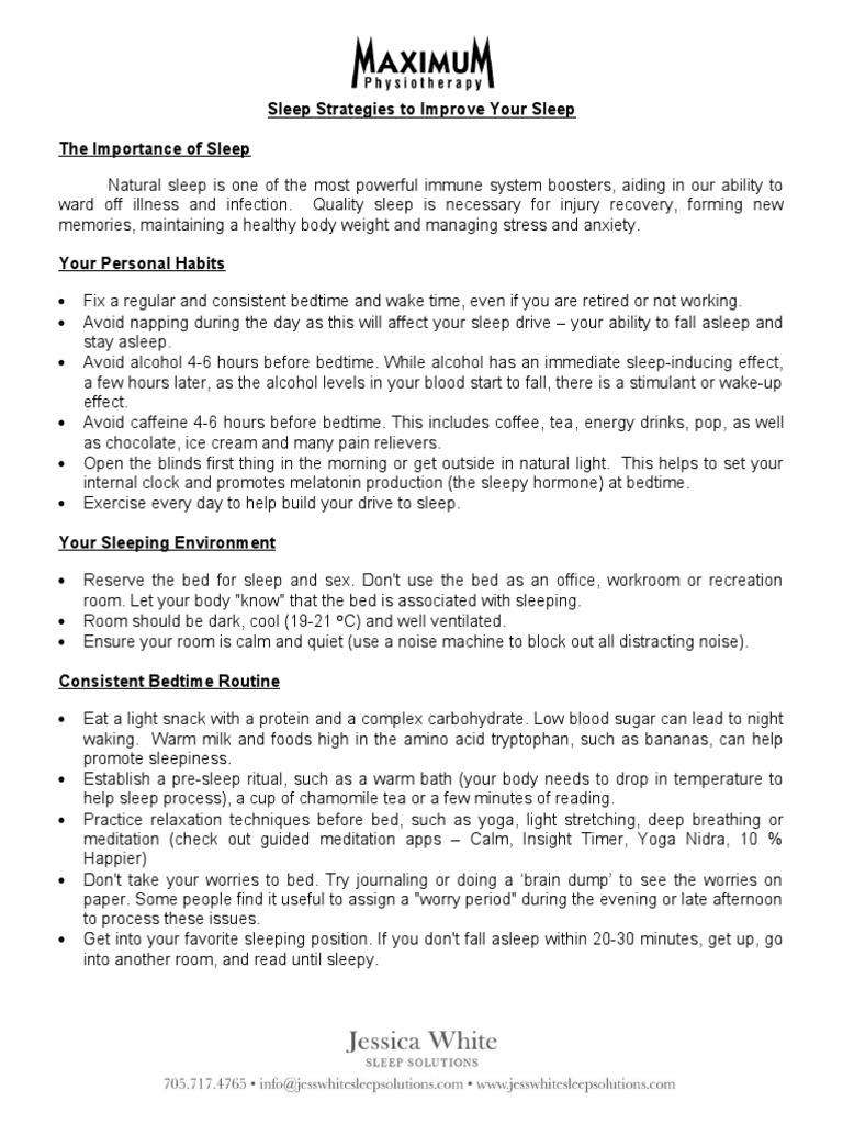 Sleep Strategies To Improve Your Sleep The Importance of Sleep | PDF ...
