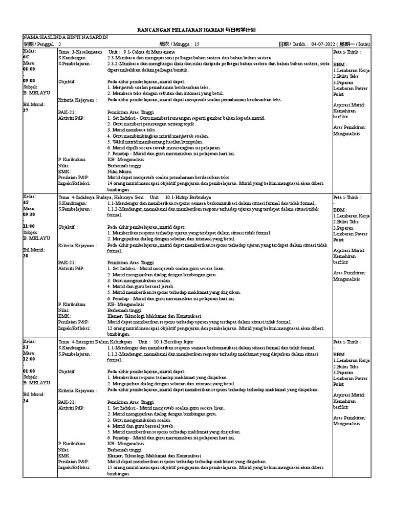 RPH Haslinda (4 Julai - 8 Julai 2022) PDF