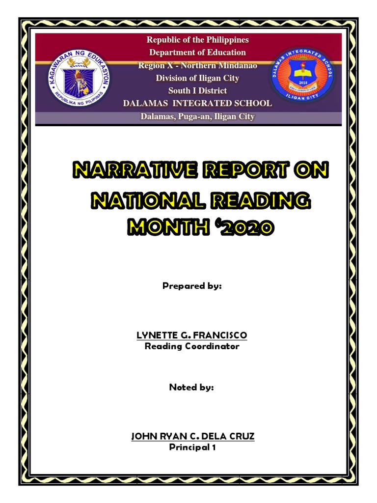 Narrative report on national reading month 2020 pdf pdf learning