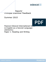 Examiners' Report/ Principal Examiner Feedback Summer 2015