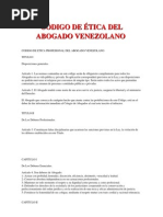 Codigo de Etica Del Abogado Venezolano