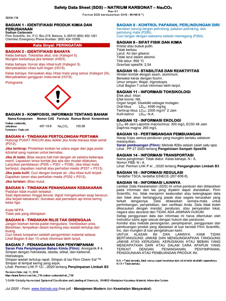 SDS - Natrium Karbonat - Na2CO3 r1 | PDF