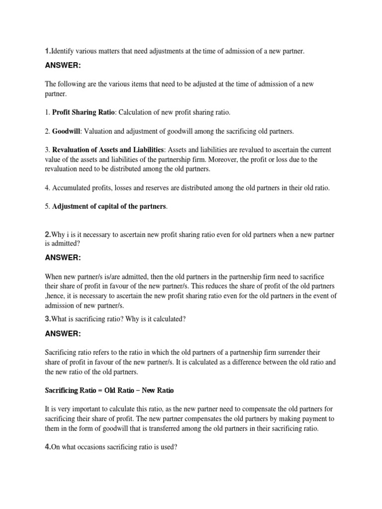 Adjustments on Partner Admission | PDF | Goodwill (Accounting ...