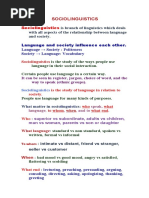 Sociolinguistics: Is Branch of Linguistics Which Deals With All Aspects of The Relationship Between Language and Society