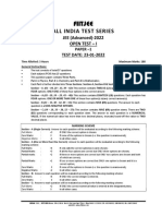 ALL INDIA TEST SERIES OPEN TEST - I PAPER - 1 PHYSICS, CHEMISTRY AND MATHEMATICS