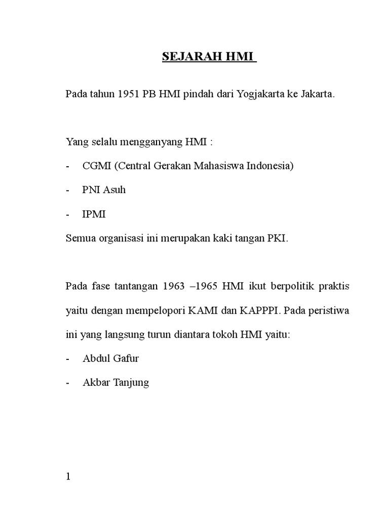 LATAR BELAKANG BERDIRINYA HMI PDF