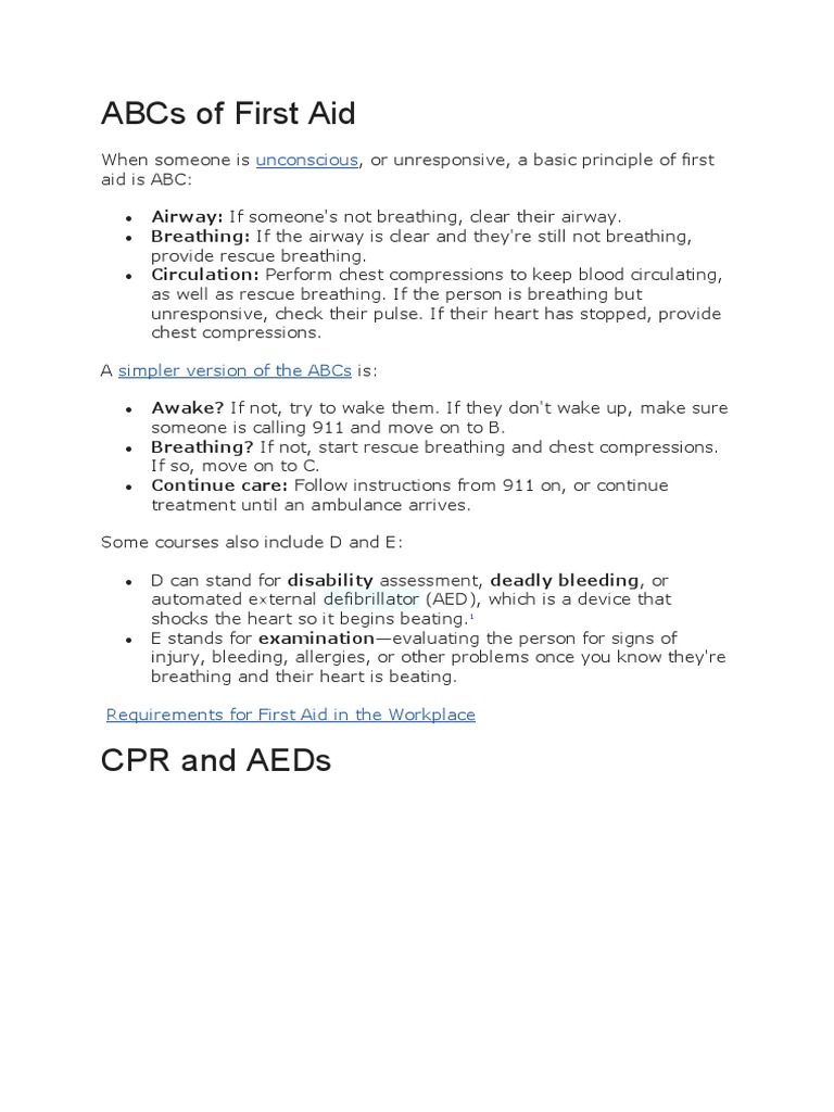 ABCs of First Aid PDF Cardiopulmonary Resuscitation Clinical Medicine