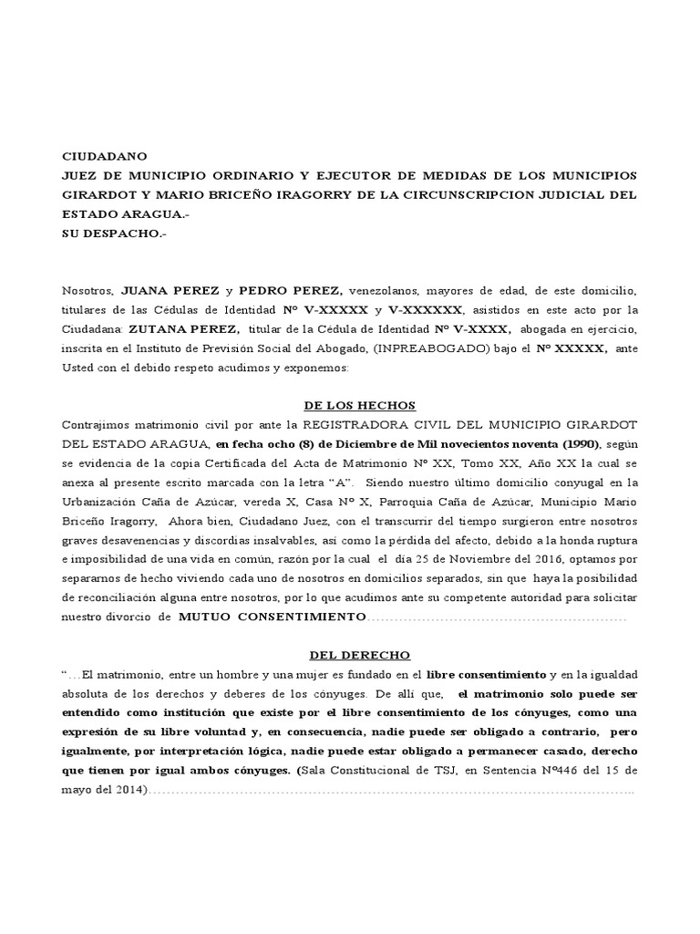 Formato de Divorcio | PDF | Divorcio | Esposa