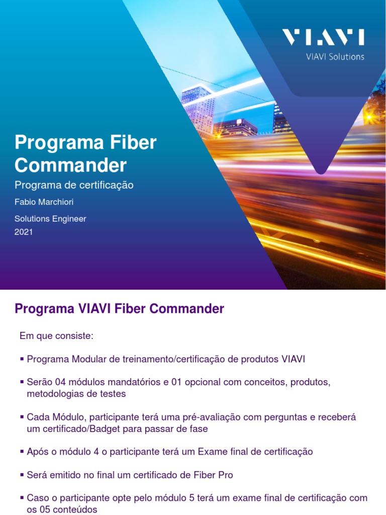 Certificação VIAVI Fiber Commander | PDF | Rede de computadores ...