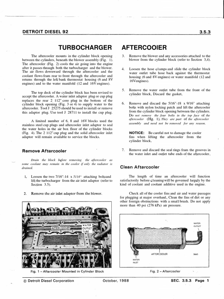 Turbocharger Aftercooler Notice PDF Turbocharger Mechanical Engineering