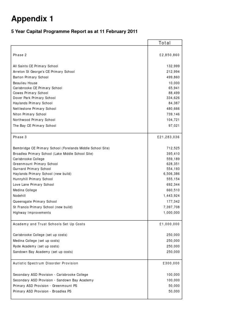 5-Year Capital Programme Overview | PDF | Pervasive Developmental ...