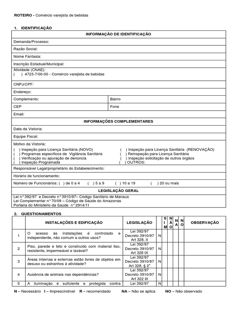 CHECK LIST RIT-Comercio-varejista-de-bebidas | PDF | Desperdício