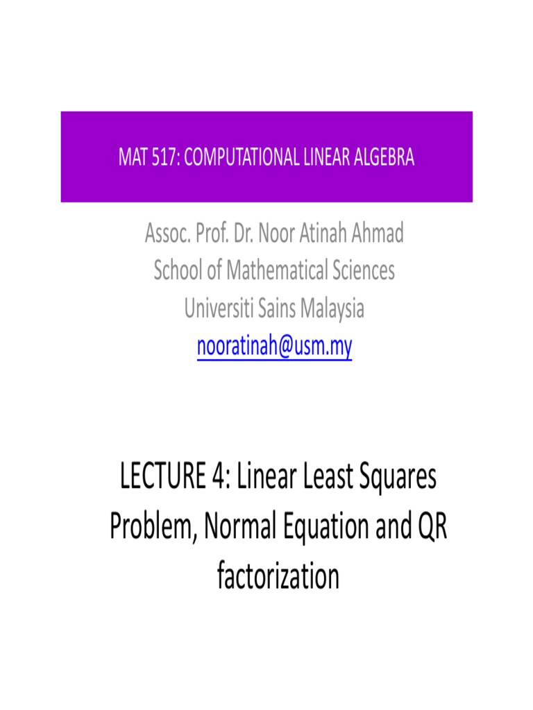Solving Least Squares With Qr Creator